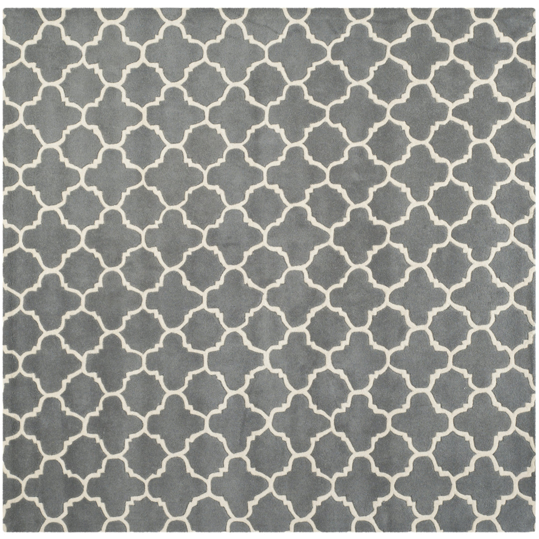 SAFAVIEH Chatham CHT717D Handmade Dark Grey / Ivory Rug Image 6