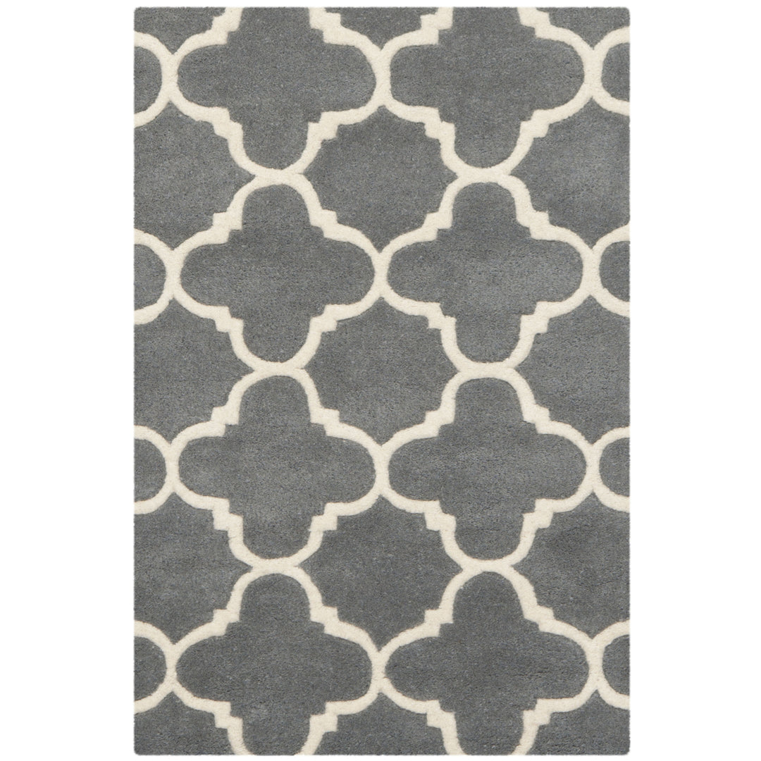 SAFAVIEH Chatham CHT717D Handmade Dark Grey / Ivory Rug Image 8