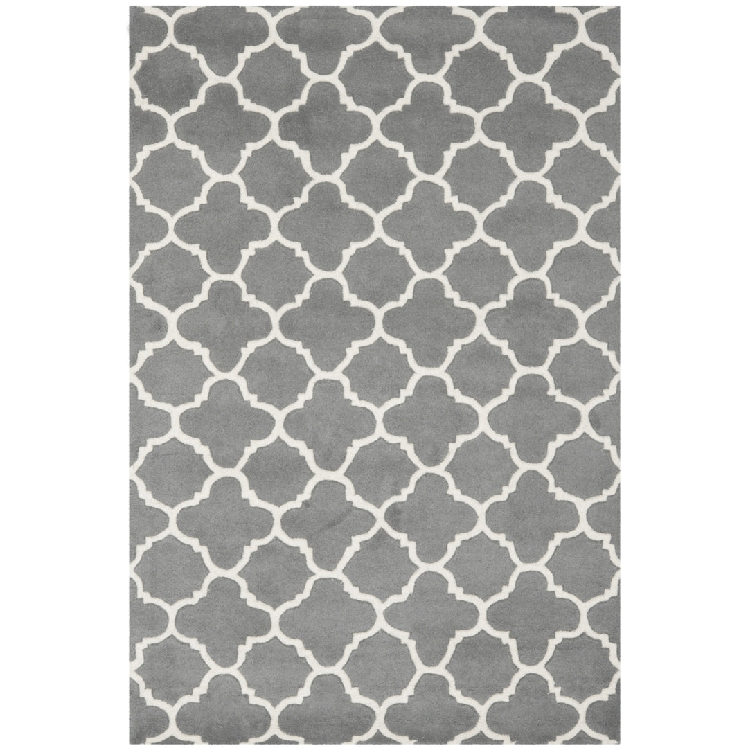 SAFAVIEH Chatham CHT717D Handmade Dark Grey / Ivory Rug Image 9