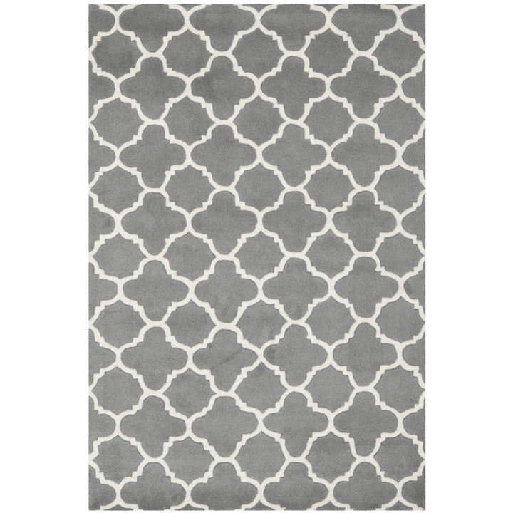 SAFAVIEH Chatham CHT717D Handmade Dark Grey / Ivory Rug Image 9