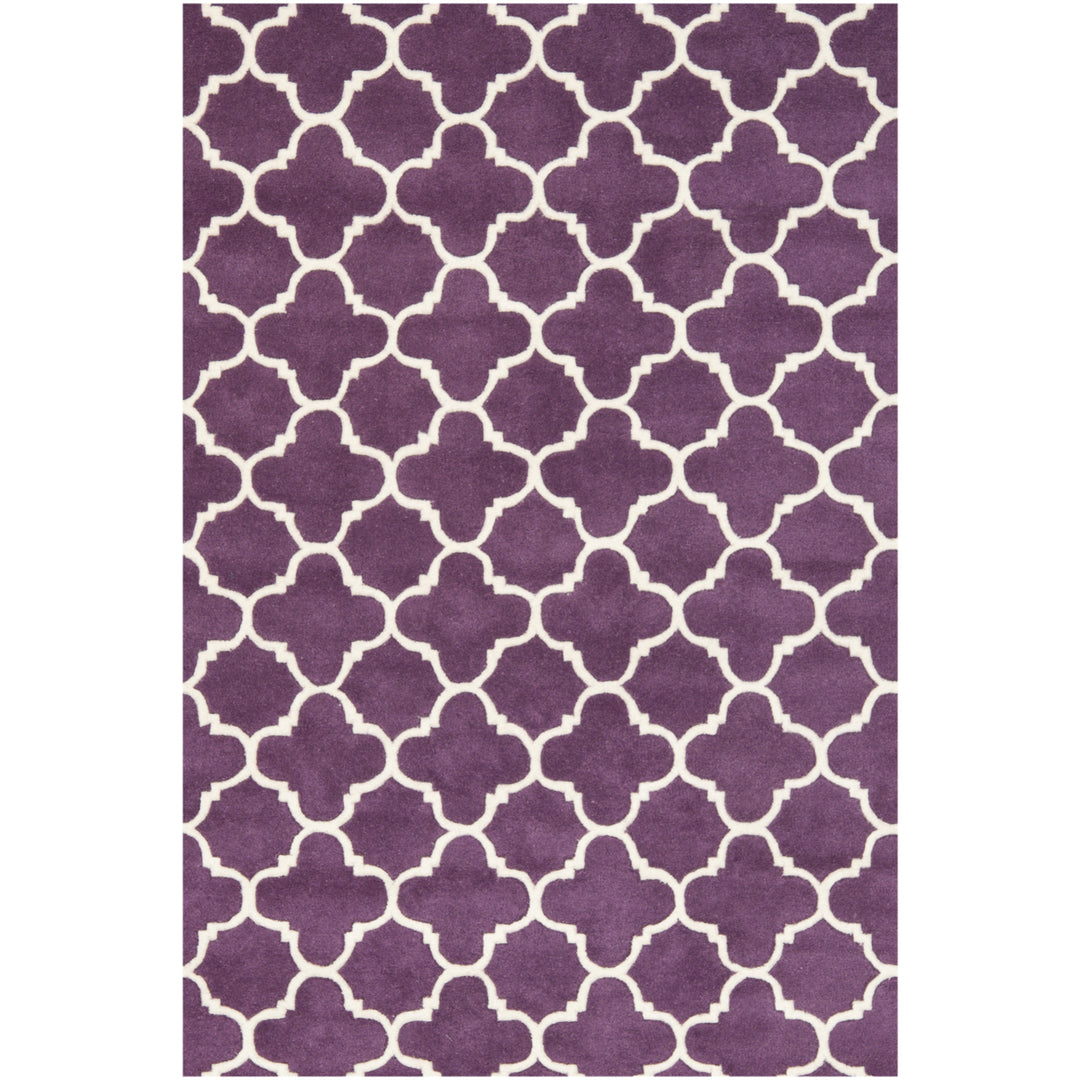 SAFAVIEH Chatham CHT717F Handmade Purple / Ivory Rug Image 9