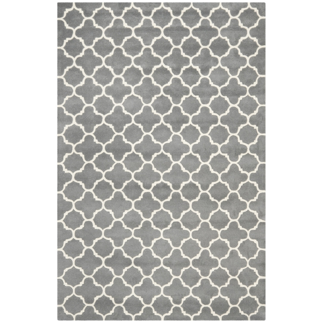 SAFAVIEH Chatham CHT717D Handmade Dark Grey / Ivory Rug Image 10