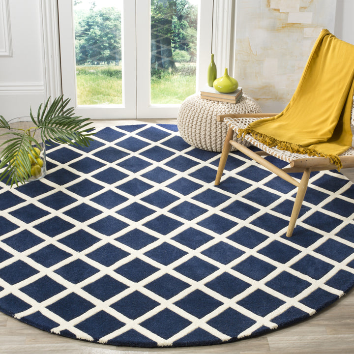 SAFAVIEH Chatham CHT718C Handmade Dark Blue / Ivory Rug Image 2