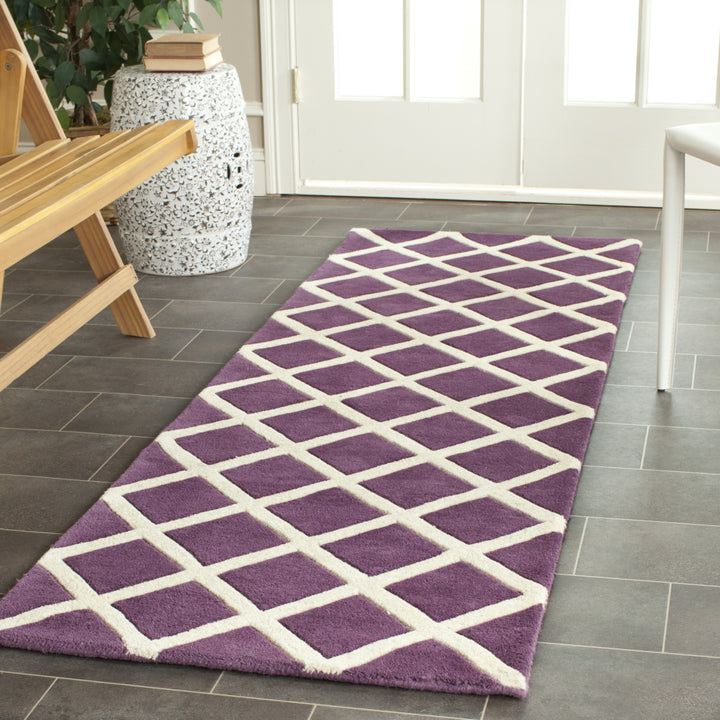 SAFAVIEH Chatham CHT718F Handmade Purple / Ivory Rug Image 3