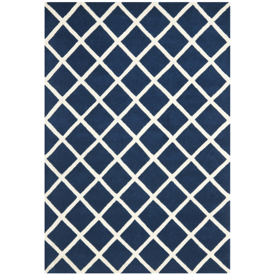 SAFAVIEH Chatham CHT718C Handmade Dark Blue / Ivory Rug Image 10