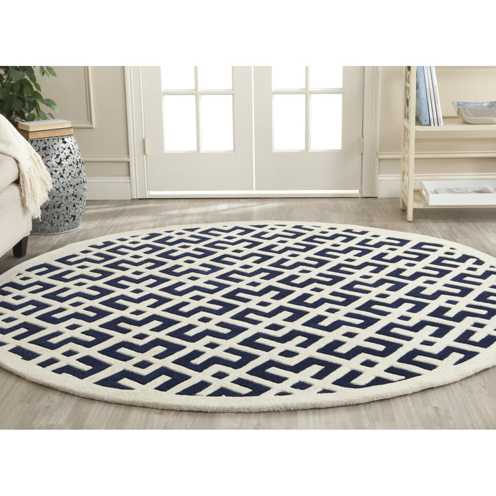 SAFAVIEH Chatham CHT719C Handmade Dark Blue / Ivory Rug Image 2