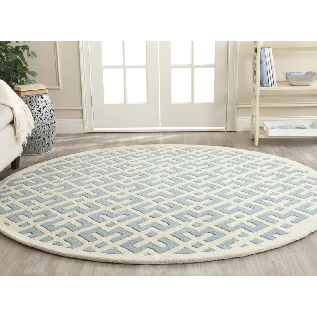 SAFAVIEH Chatham CHT719B Handmade Blue / Ivory Rug Image 8