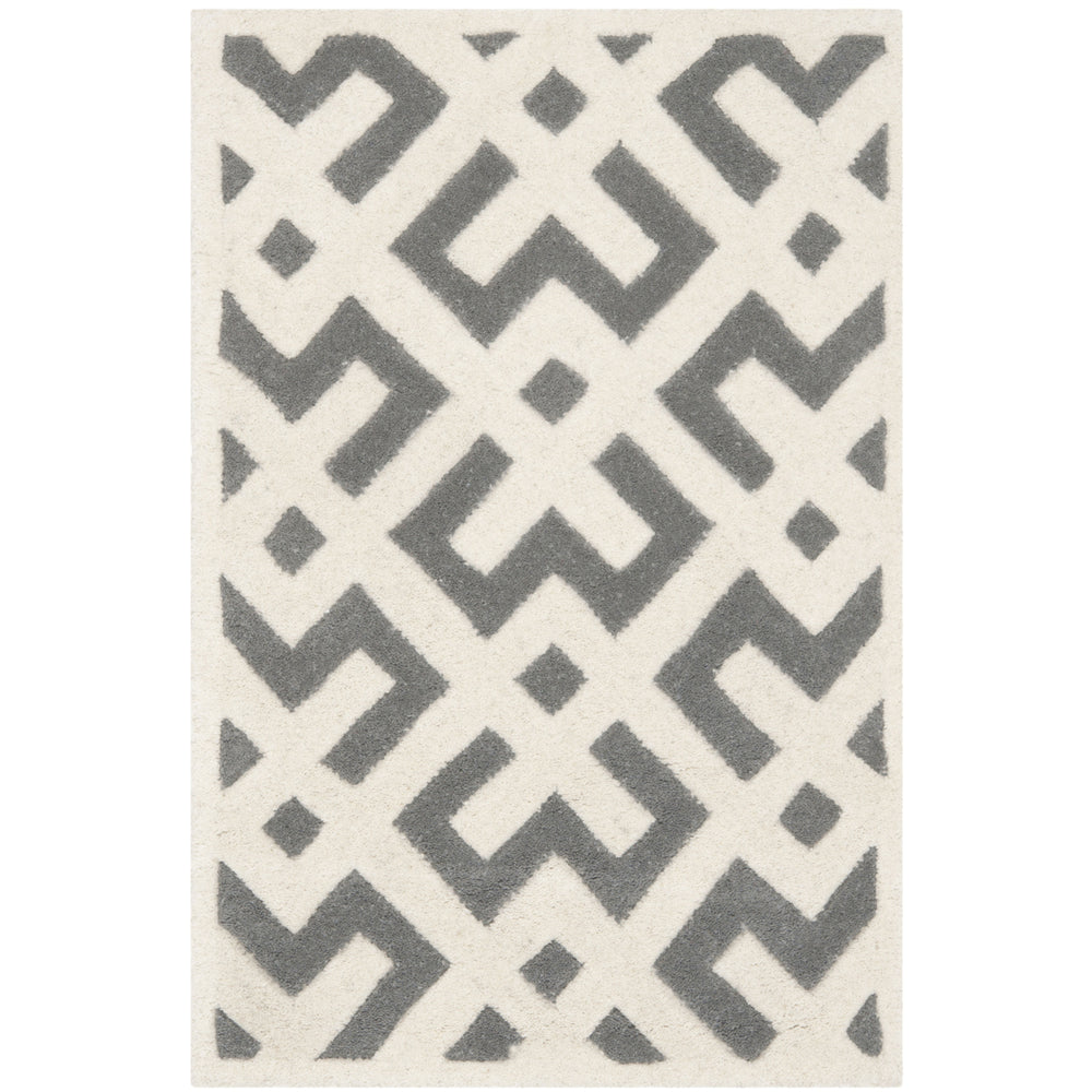 SAFAVIEH Chatham CHT719D Handmade Dark Grey / Ivory Rug Image 2