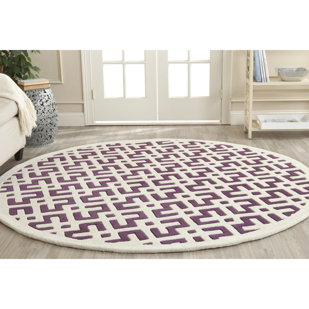 SAFAVIEH Chatham CHT719F Handmade Purple / Ivory Rug Image 2