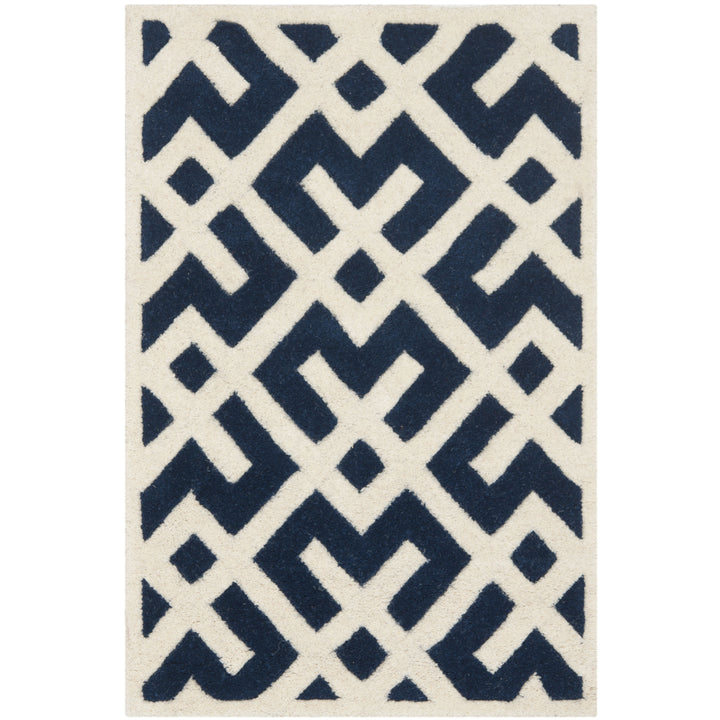 SAFAVIEH Chatham CHT719C Handmade Dark Blue / Ivory Rug Image 8