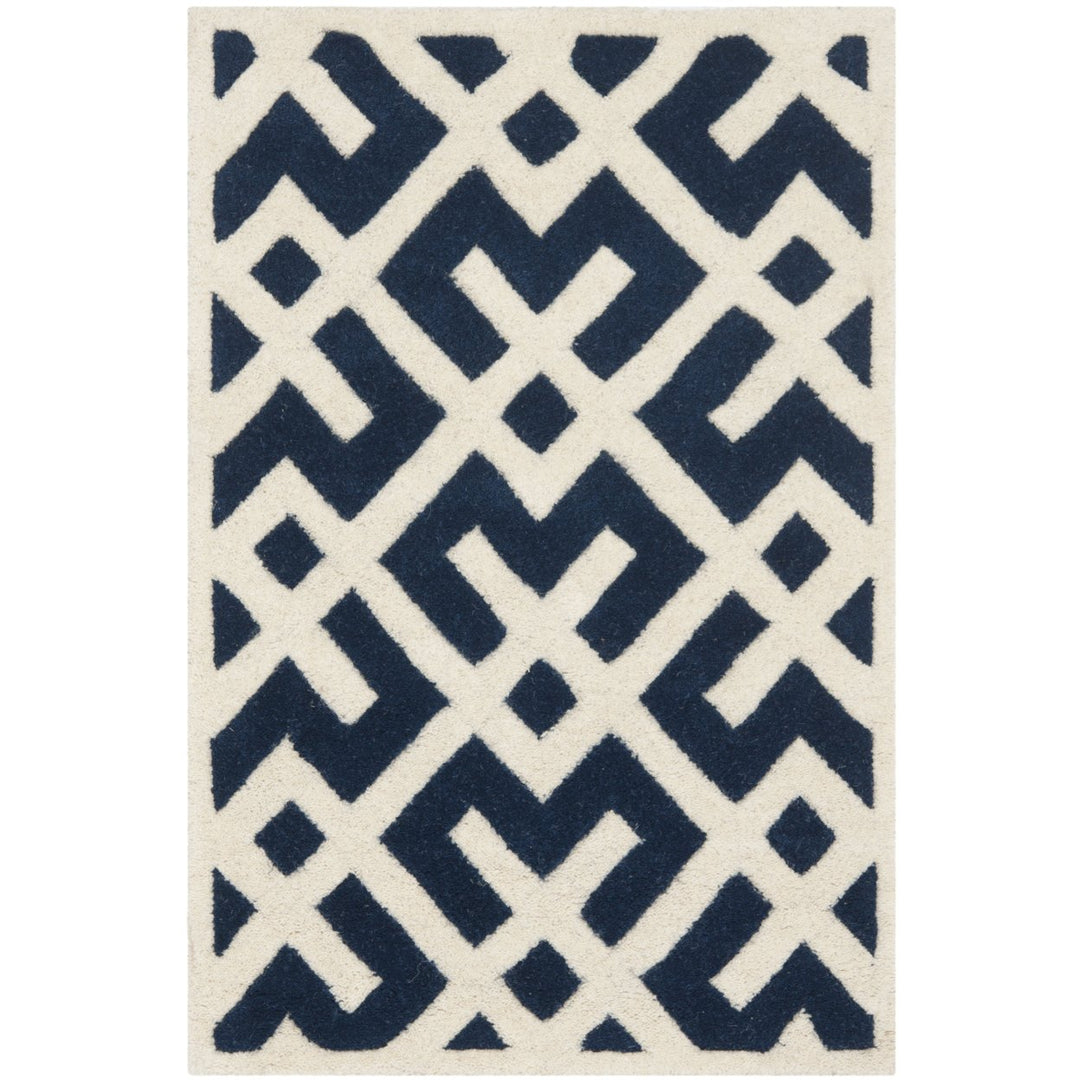 SAFAVIEH Chatham CHT719C Handmade Dark Blue / Ivory Rug Image 1