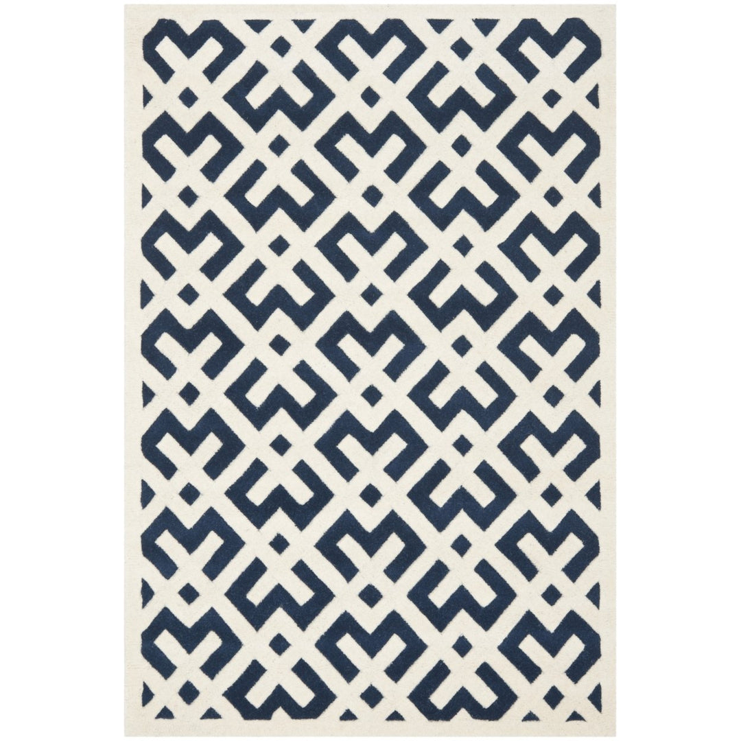 SAFAVIEH Chatham CHT719C Handmade Dark Blue / Ivory Rug Image 1