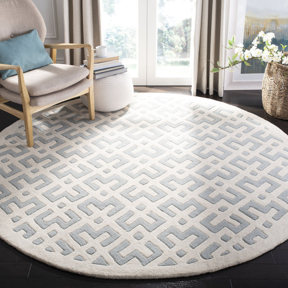 SAFAVIEH Chatham CHT719E Handmade Grey / Ivory Rug Image 2