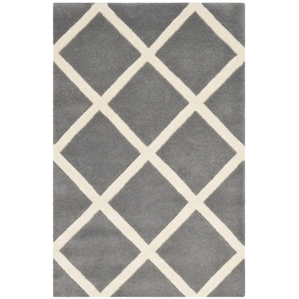 SAFAVIEH Chatham CHT720D Handmade Dark Grey / Ivory Rug Image 2