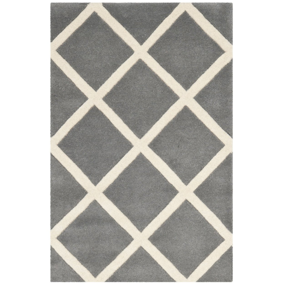 SAFAVIEH Chatham CHT720D Handmade Dark Grey / Ivory Rug Image 1