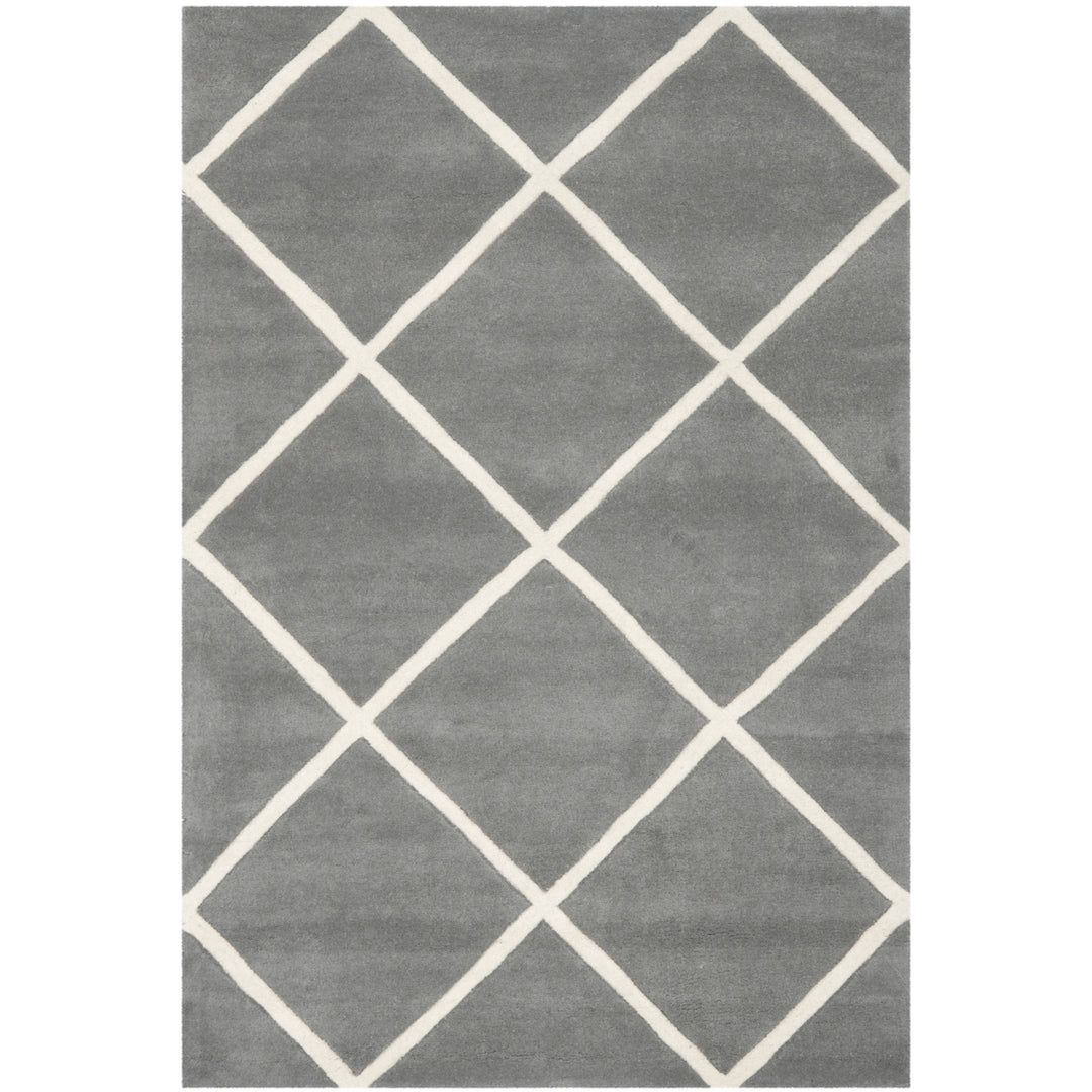 SAFAVIEH Chatham CHT720D Handmade Dark Grey / Ivory Rug Image 3