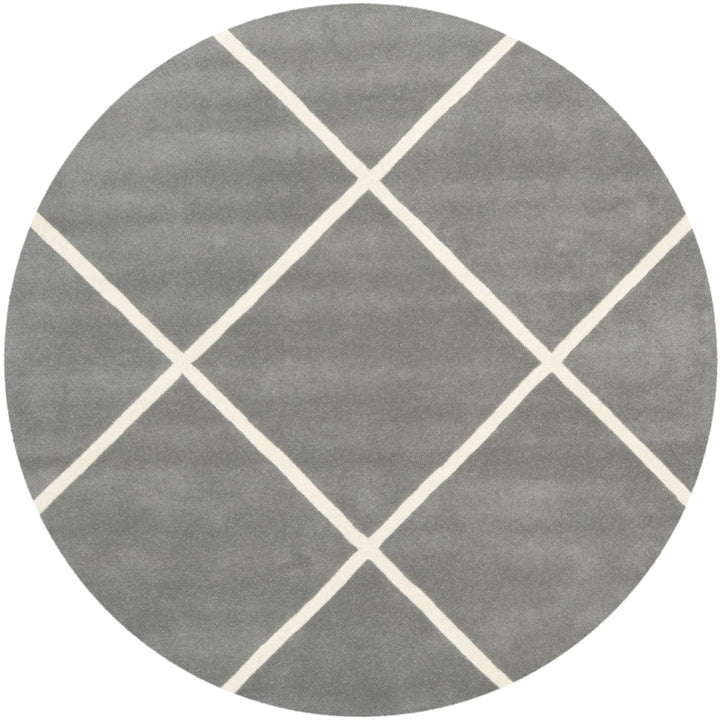 SAFAVIEH Chatham CHT720D Handmade Dark Grey / Ivory Rug Image 1