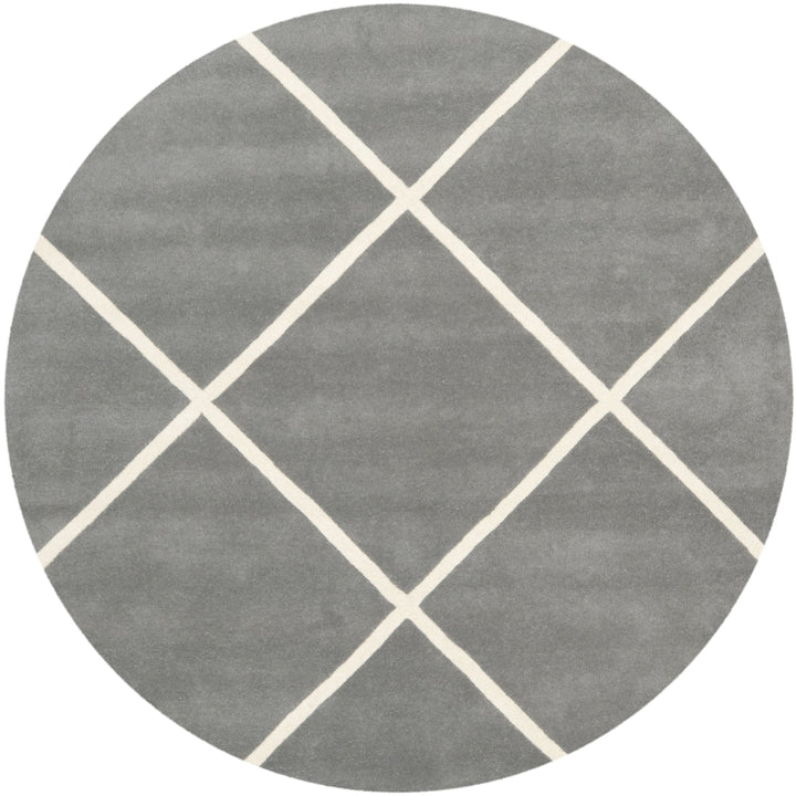 SAFAVIEH Chatham CHT720D Handmade Dark Grey / Ivory Rug Image 7