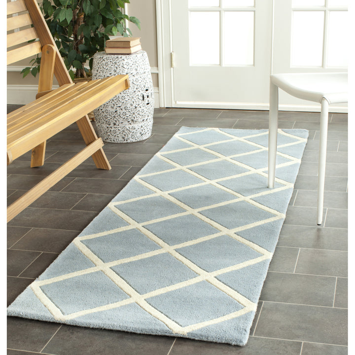 SAFAVIEH Chatham CHT720B Handmade Blue / Ivory Rug Image 3