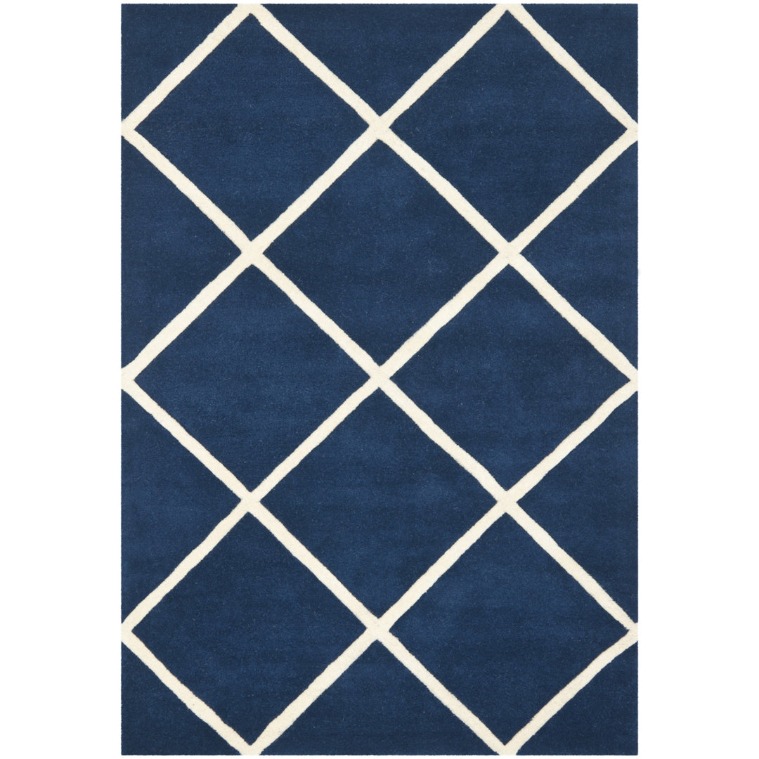 SAFAVIEH Chatham CHT720C Handmade Dark Blue / Ivory Rug Image 10