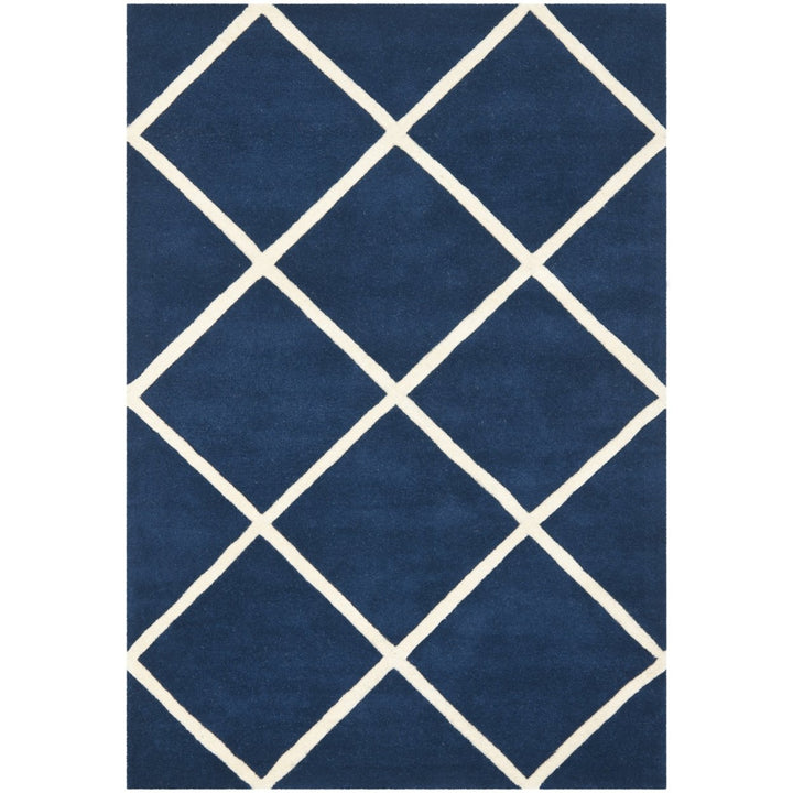 SAFAVIEH Chatham CHT720C Handmade Dark Blue / Ivory Rug Image 1