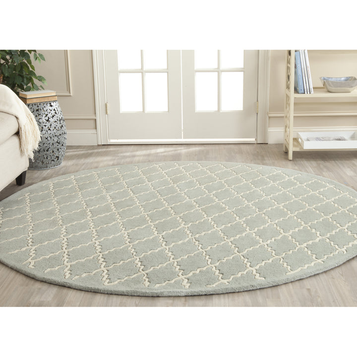 SAFAVIEH Chatham CHT721E Handmade Light Blue / Ivory Rug Image 2