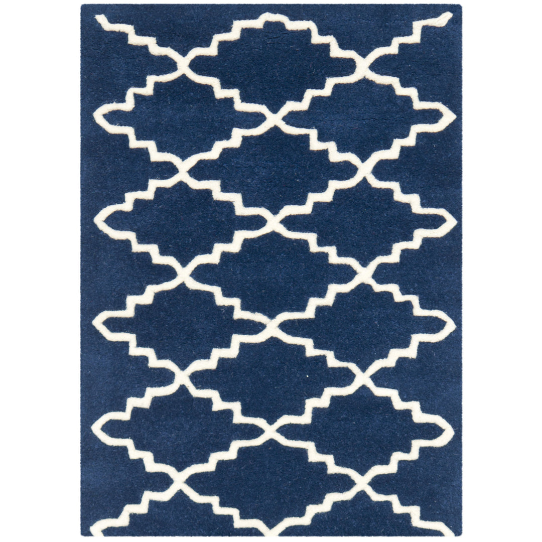 SAFAVIEH Chatham CHT721C Handmade Dark Blue / Ivory Rug Image 8