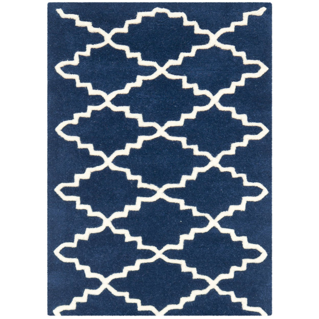 SAFAVIEH Chatham CHT721C Handmade Dark Blue / Ivory Rug Image 1