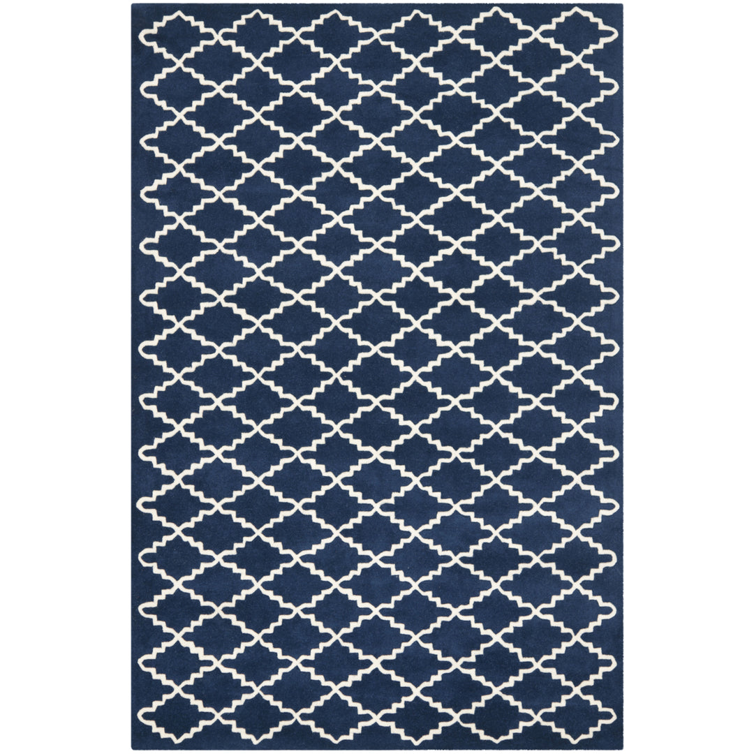 SAFAVIEH Chatham CHT721C Handmade Dark Blue / Ivory Rug Image 10