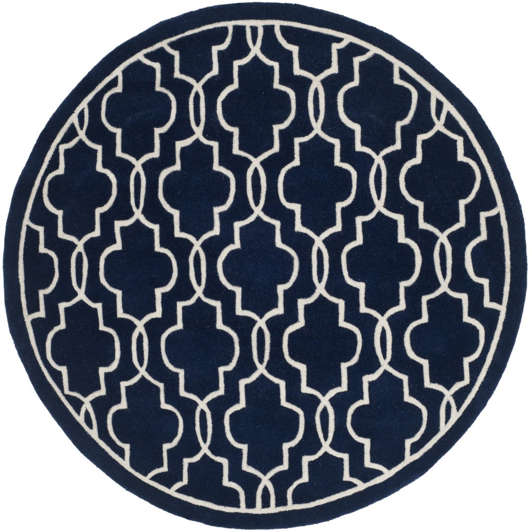 SAFAVIEH Chatham CHT723C Handmade Dark Blue / Ivory Rug Image 1