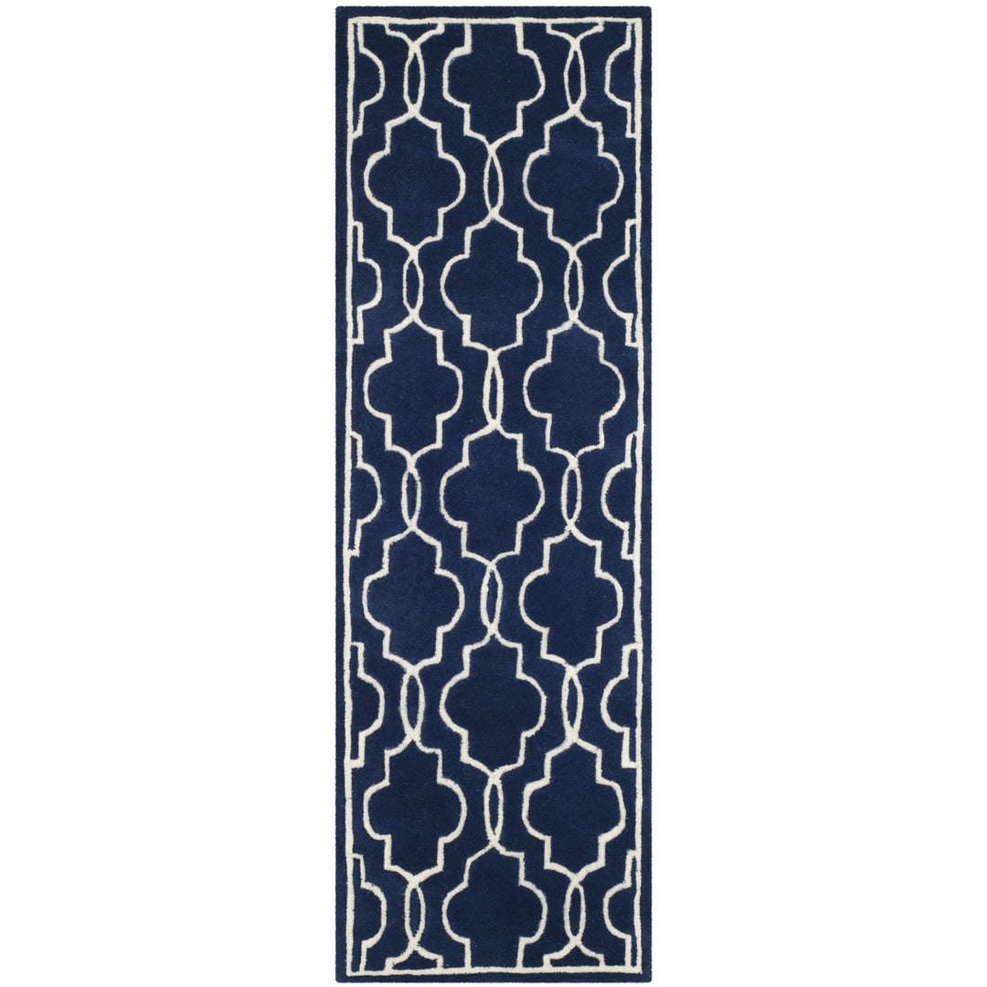 SAFAVIEH Chatham CHT723C Handmade Dark Blue / Ivory Rug Image 5