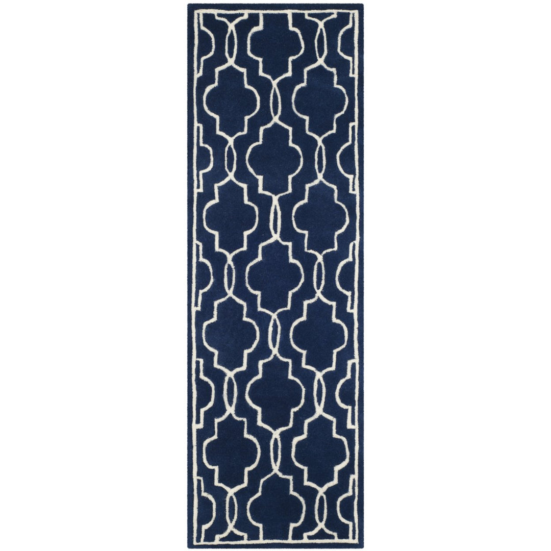 SAFAVIEH Chatham CHT723C Handmade Dark Blue / Ivory Rug Image 1