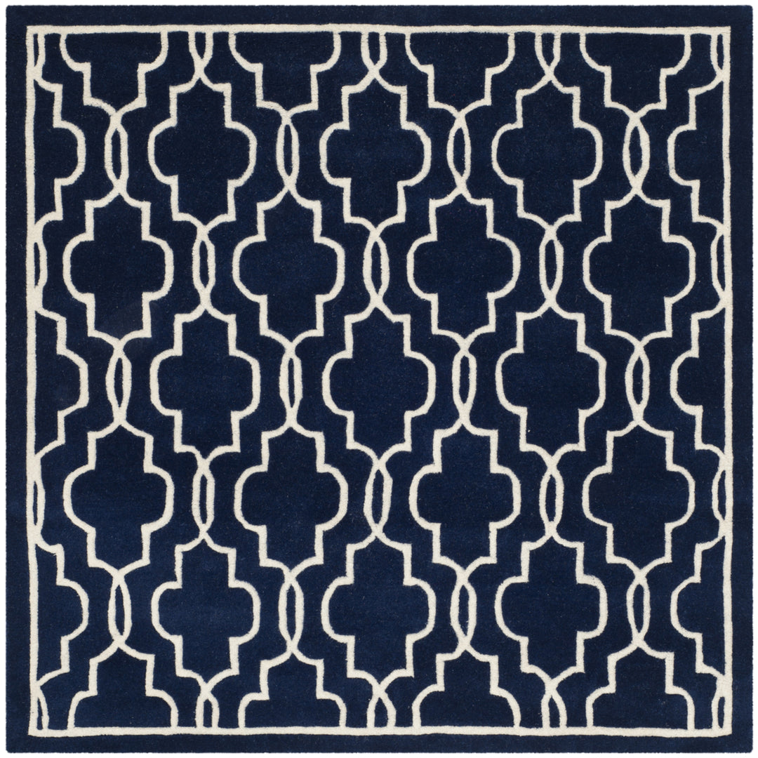 SAFAVIEH Chatham CHT723C Handmade Dark Blue / Ivory Rug Image 6