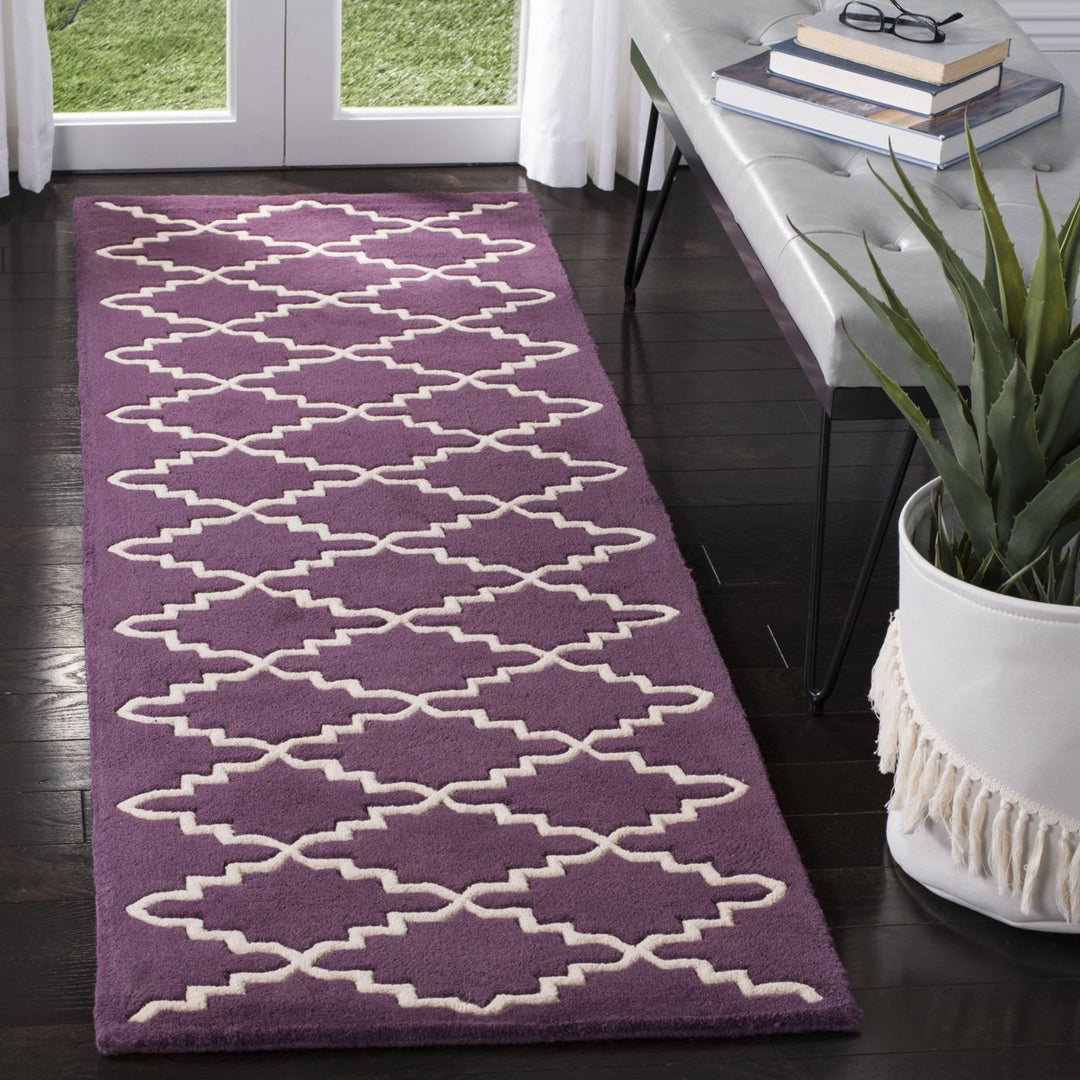 SAFAVIEH Chatham CHT721F Handmade Purple / Ivory Rug Image 9