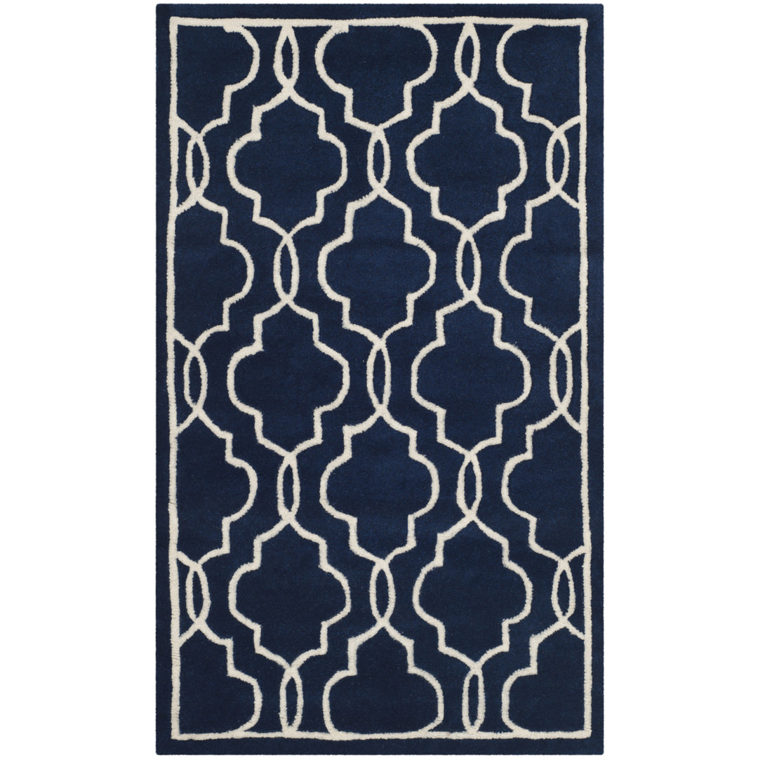 SAFAVIEH Chatham CHT723C Handmade Dark Blue / Ivory Rug Image 9