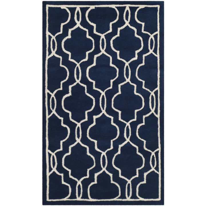 SAFAVIEH Chatham CHT723C Handmade Dark Blue / Ivory Rug Image 1