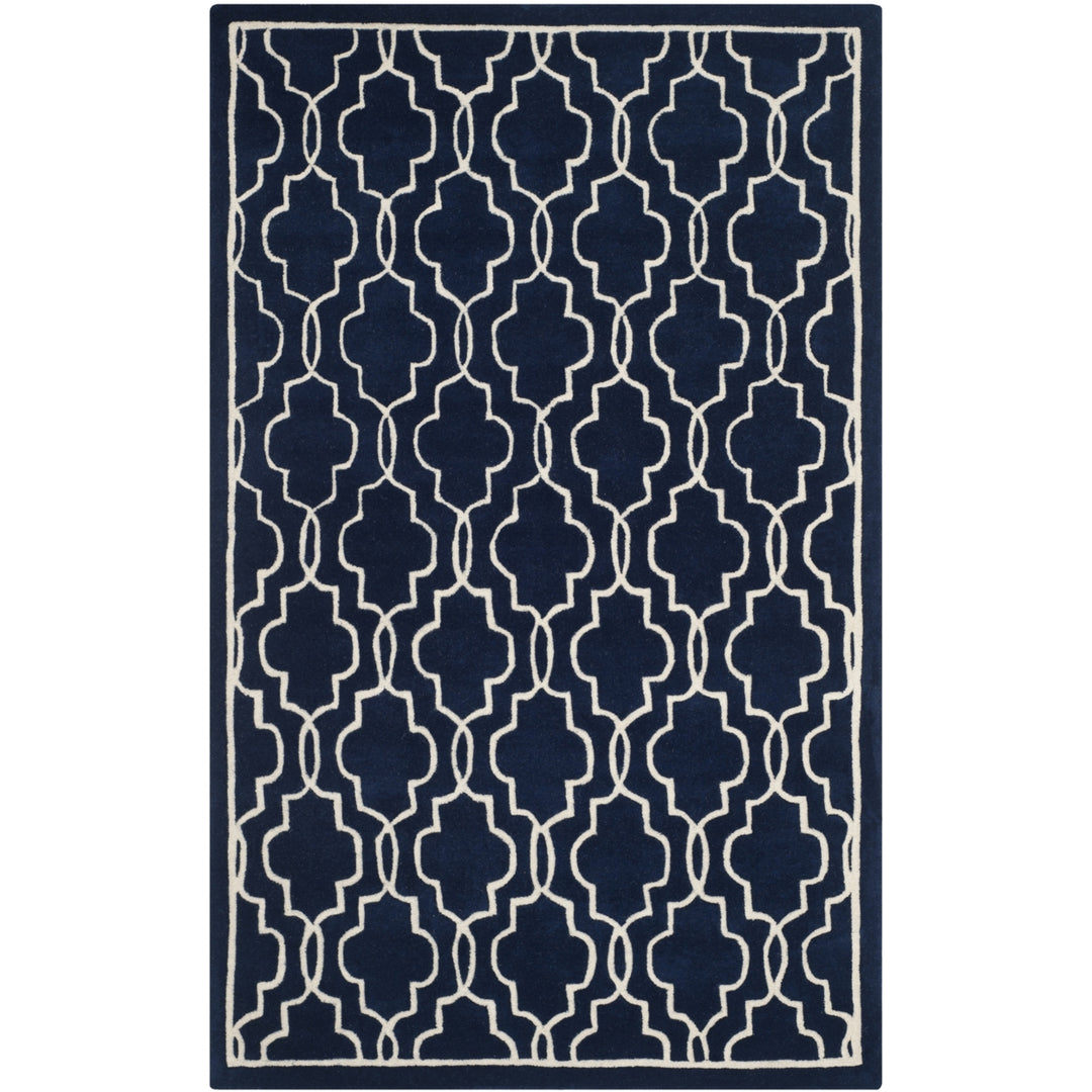 SAFAVIEH Chatham CHT723C Handmade Dark Blue / Ivory Rug Image 10