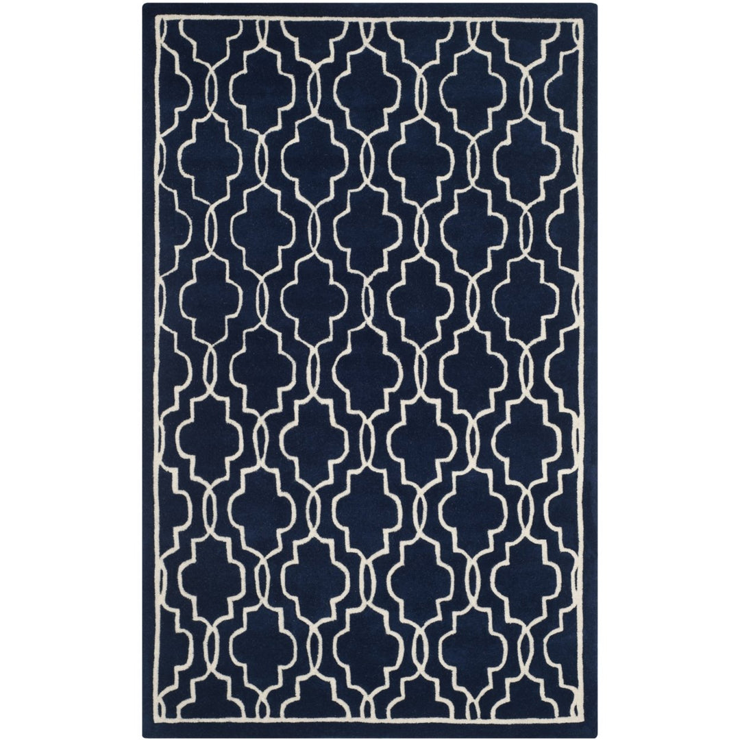 SAFAVIEH Chatham CHT723C Handmade Dark Blue / Ivory Rug Image 1