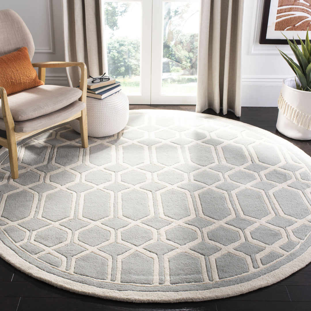 SAFAVIEH Chatham CHT725E Handmade Grey / Ivory Rug Image 2