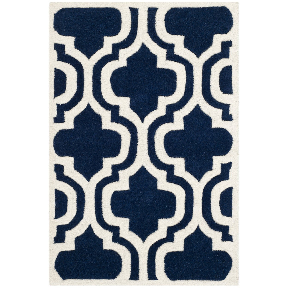 SAFAVIEH Chatham CHT727C Handmade Dark Blue / Ivory Rug Image 2