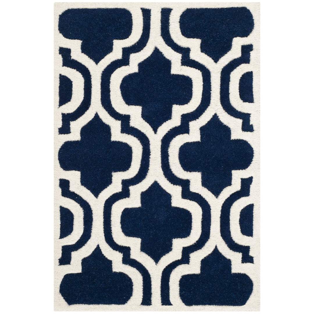 SAFAVIEH Chatham CHT727C Handmade Dark Blue / Ivory Rug Image 1