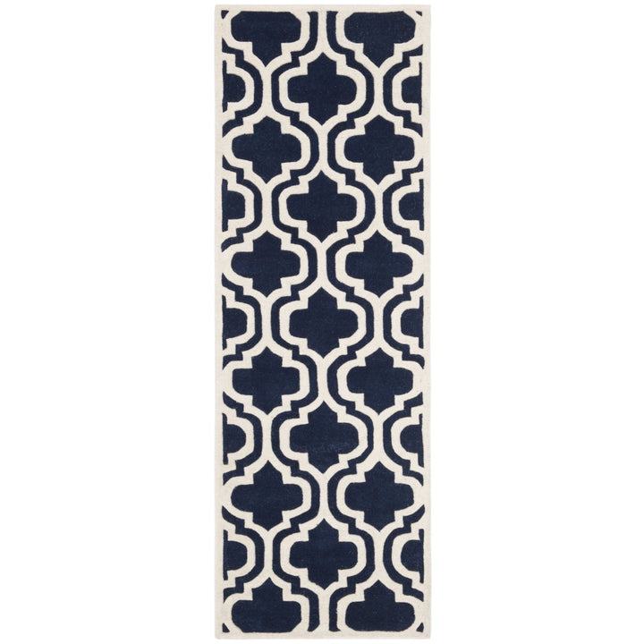 SAFAVIEH Chatham CHT727C Handmade Dark Blue / Ivory Rug Image 1