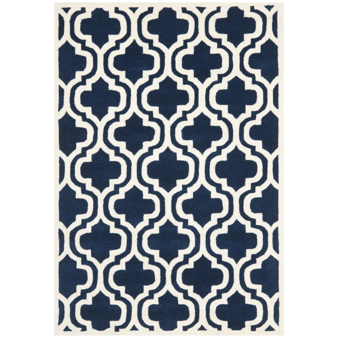 SAFAVIEH Chatham CHT727C Handmade Dark Blue / Ivory Rug Image 4