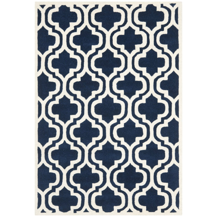 SAFAVIEH Chatham CHT727C Handmade Dark Blue / Ivory Rug Image 4