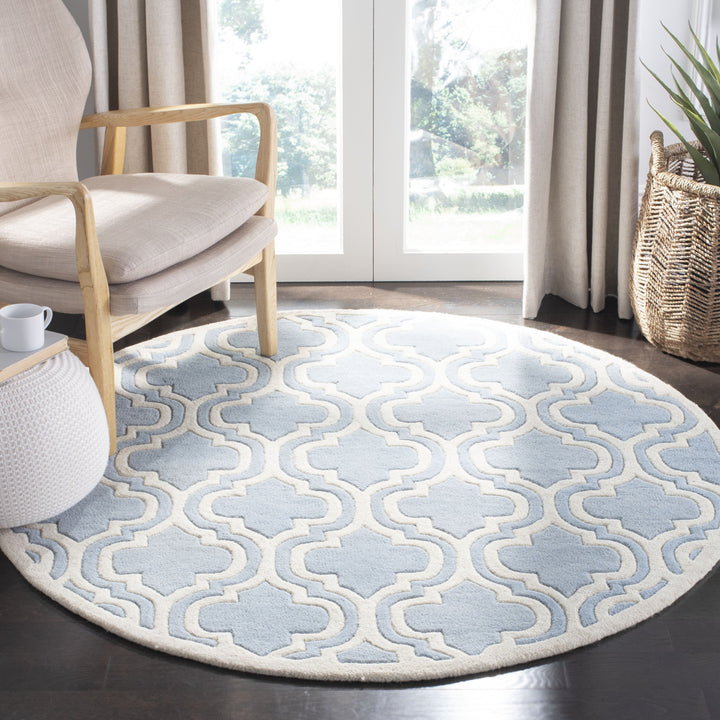 SAFAVIEH Chatham CHT727B Handmade Blue / Ivory Rug Image 9