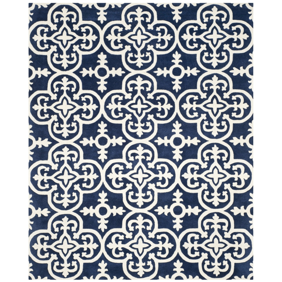 SAFAVIEH Chatham CHT729C Handmade Dark Blue / Ivory Rug Image 1