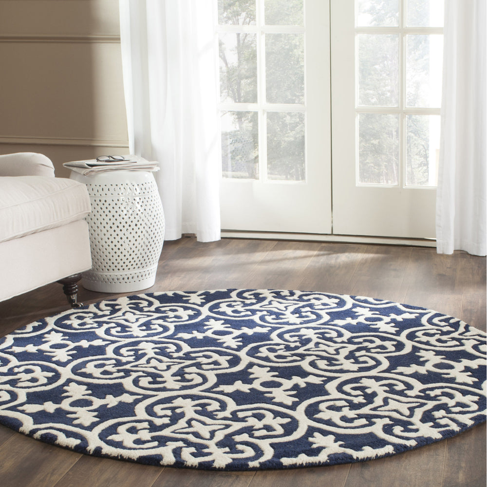 SAFAVIEH Chatham CHT729C Handmade Dark Blue / Ivory Rug Image 2