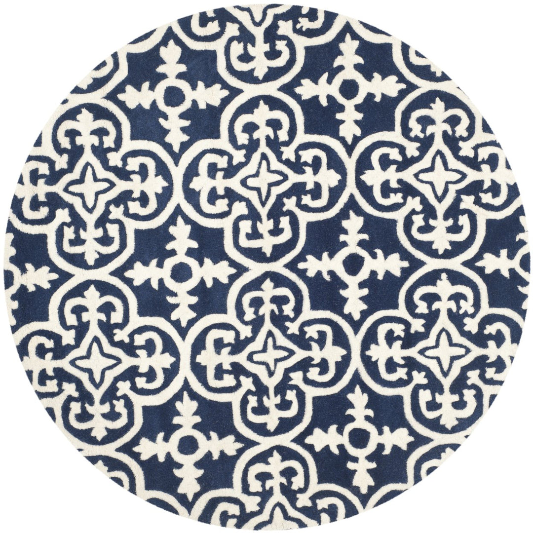 SAFAVIEH Chatham CHT729C Handmade Dark Blue / Ivory Rug Image 4