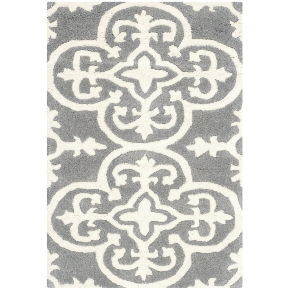 SAFAVIEH Chatham CHT729D Handmade Dark Grey / Ivory Rug Image 2