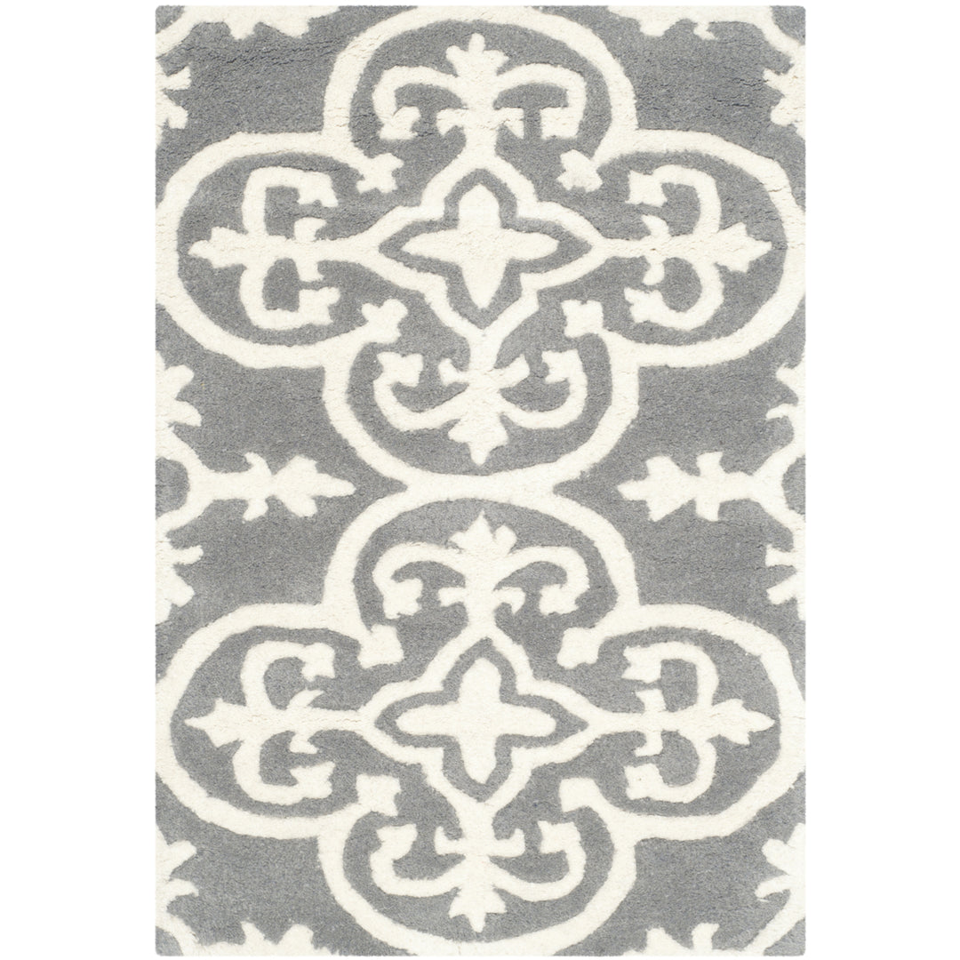 SAFAVIEH Chatham CHT729D Handmade Dark Grey / Ivory Rug Image 2